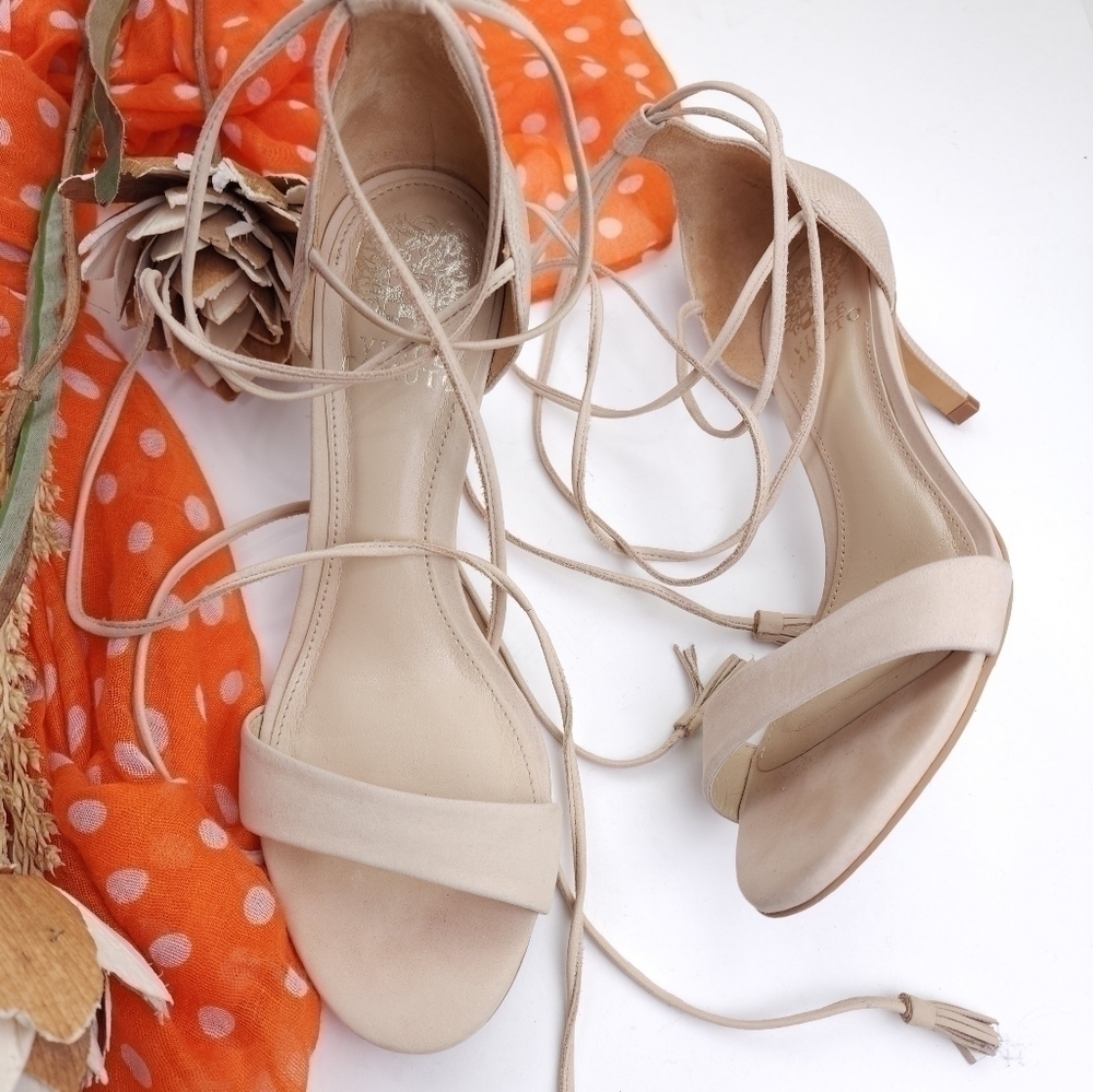 Vince Camuto Nude Cream Strappy Sandal Heels Sz 7½m - Picture 12 of 12